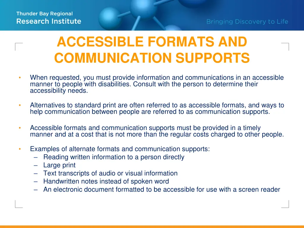 accessible formats and communication supports