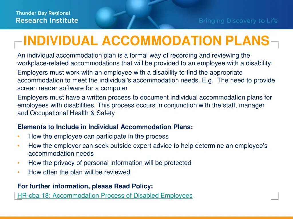 individual accommodation plans an individual