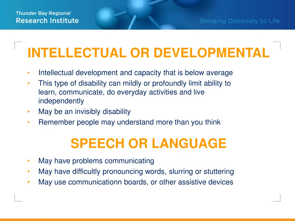 intellectual or developmental