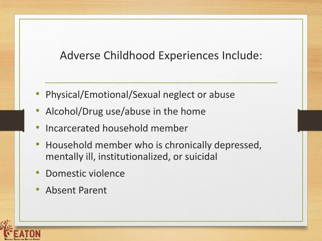 adverse childhood experiences include