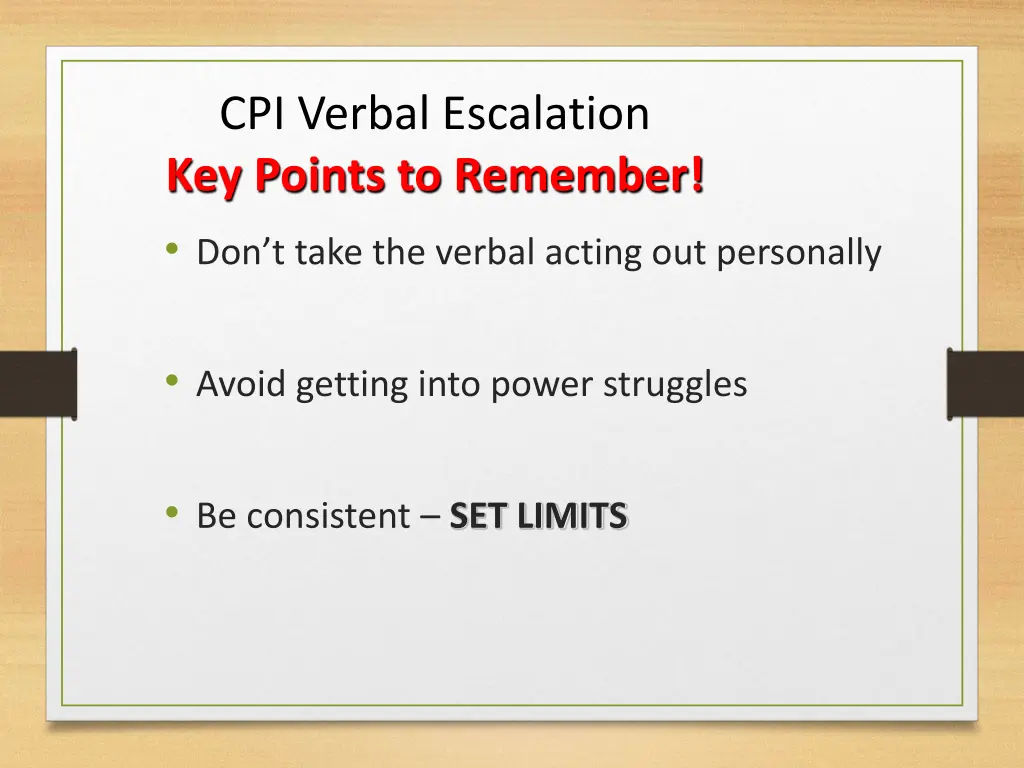 cpi verbal escalation key points to remember