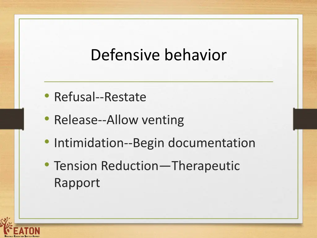 defensive behavior