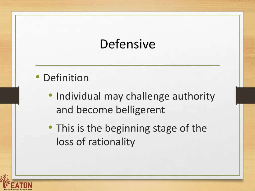 defensive