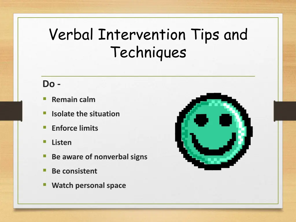 verbal intervention tips and techniques