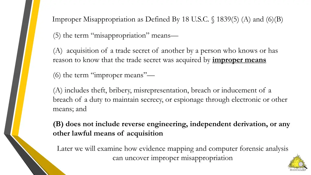 improper misappropriation as defined