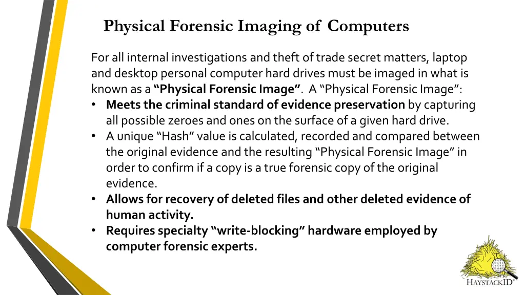 physical forensic imaging of computers