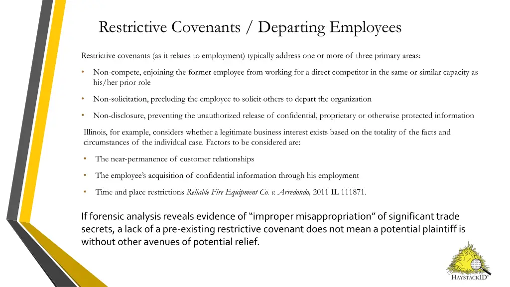 restrictive covenants departing employees