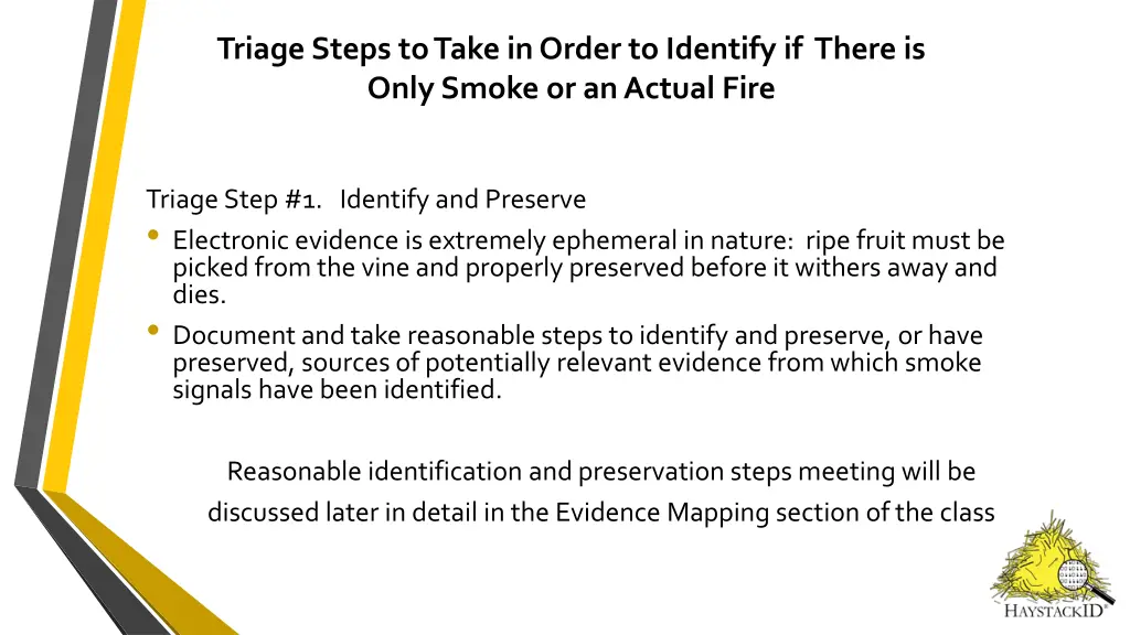 triage steps to take in order to identify