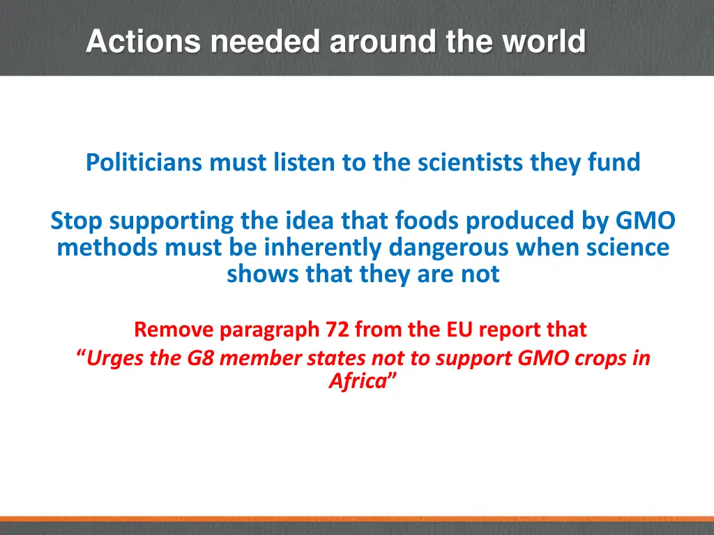 actions needed around the world