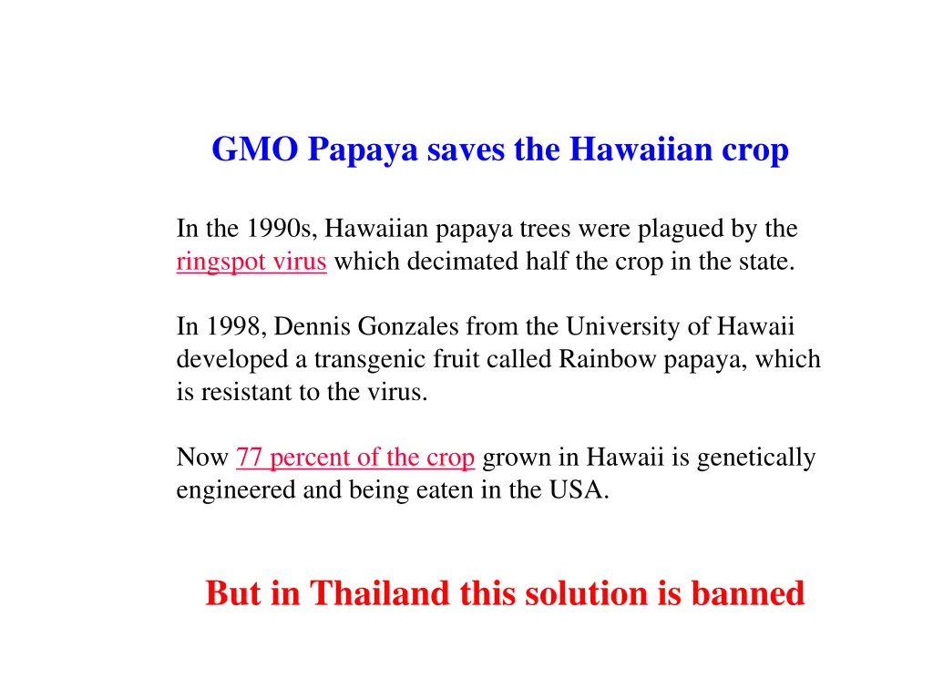 gmo papaya saves the hawaiian crop