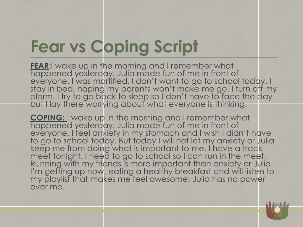 fear vs coping script