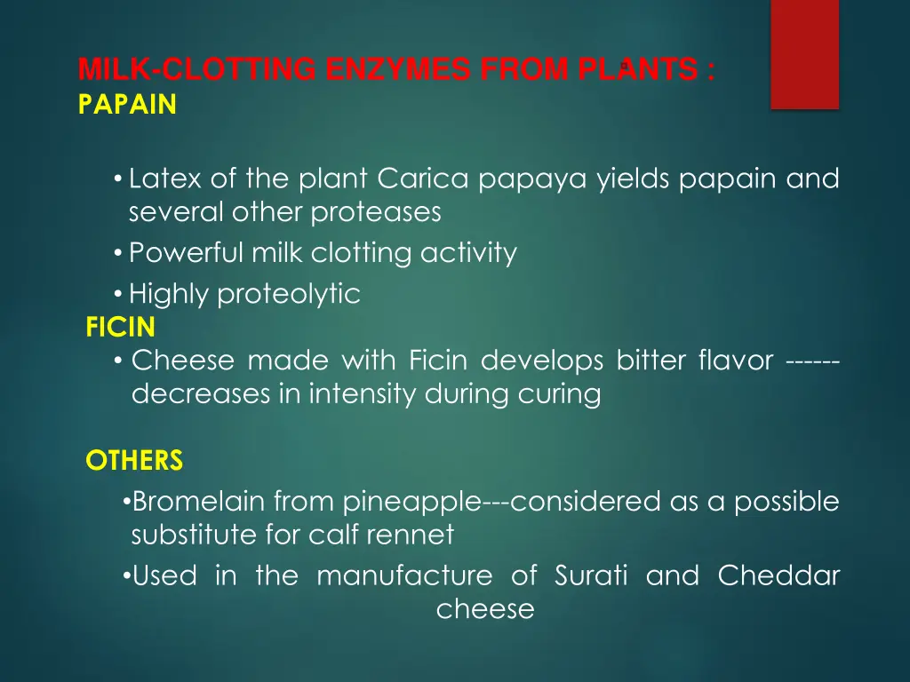 milk clotting enzymes from plants papain