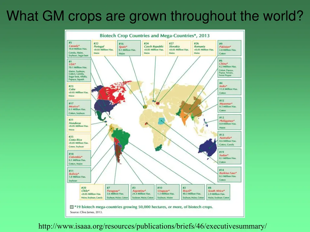 what gm crops are grown throughout the world