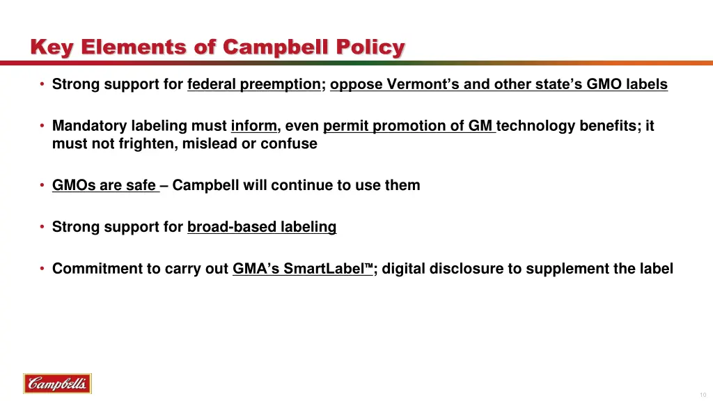 key elements of campbell policy