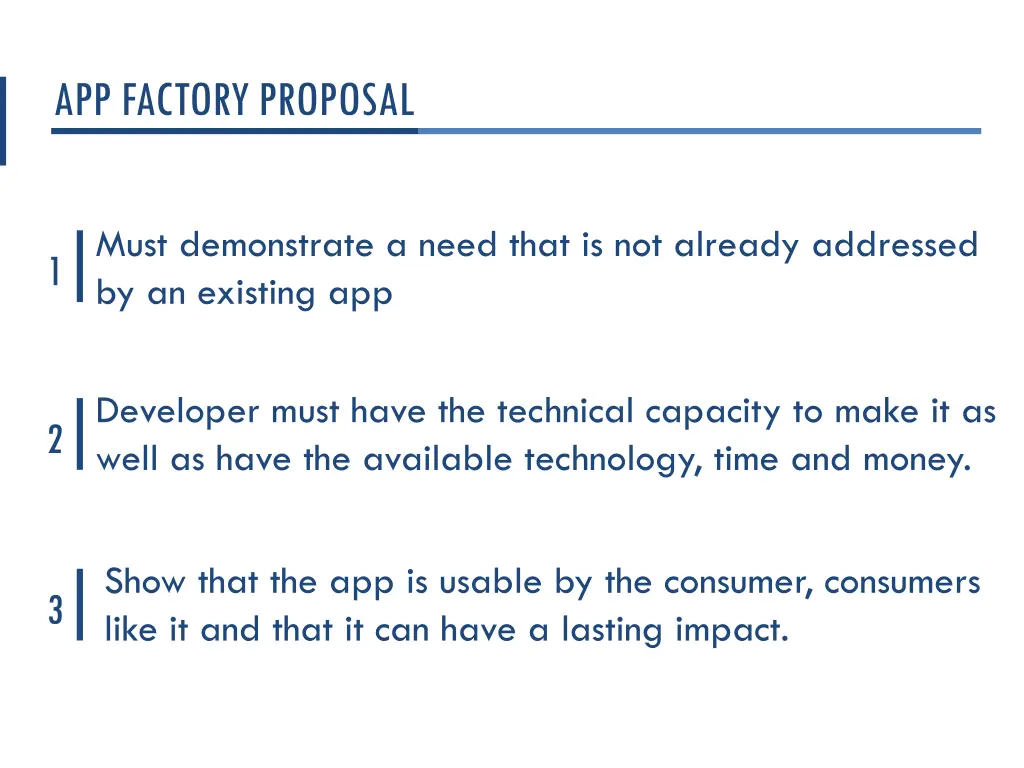 app factory proposal