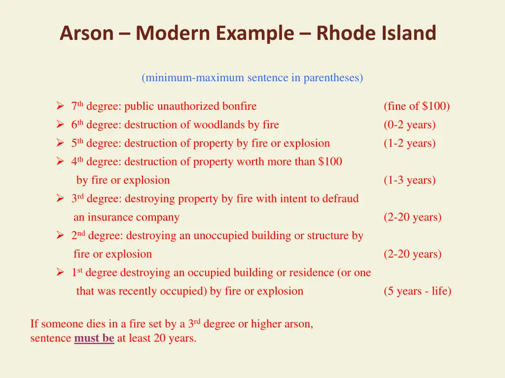 arson modern example rhode island