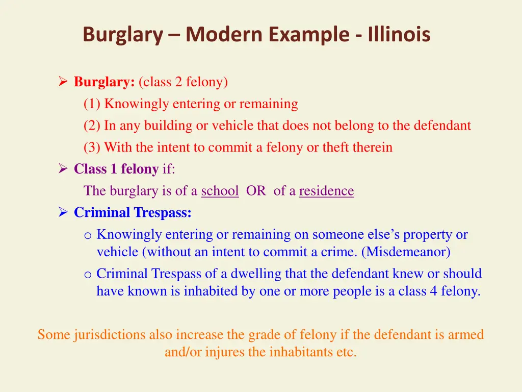 burglary modern example illinois