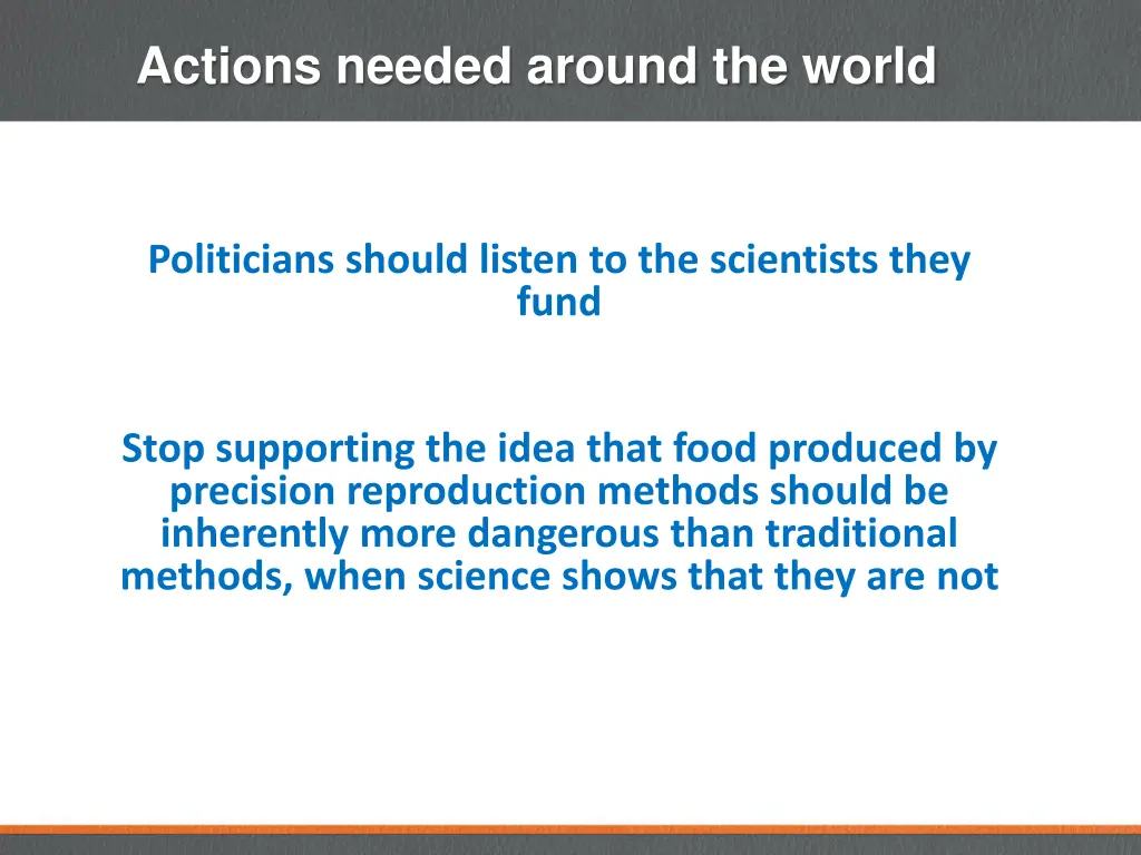 actions needed around the world