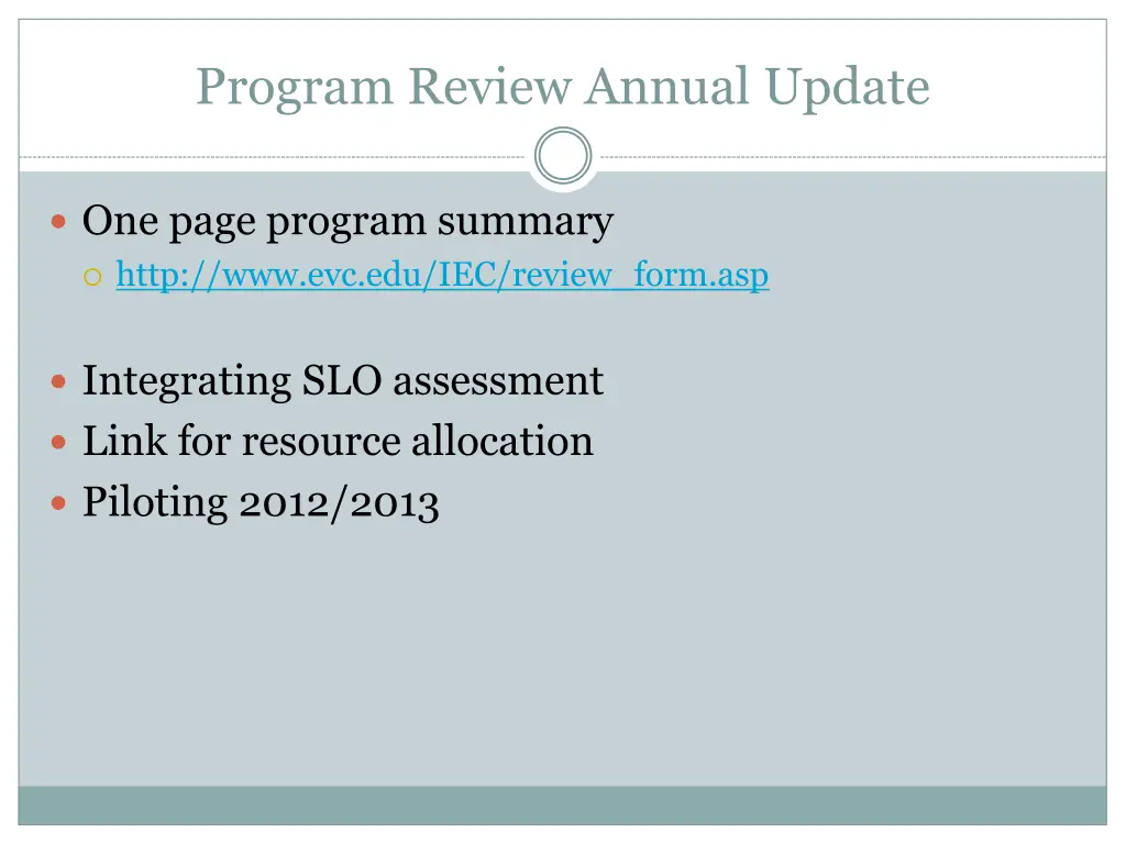 program review annual update