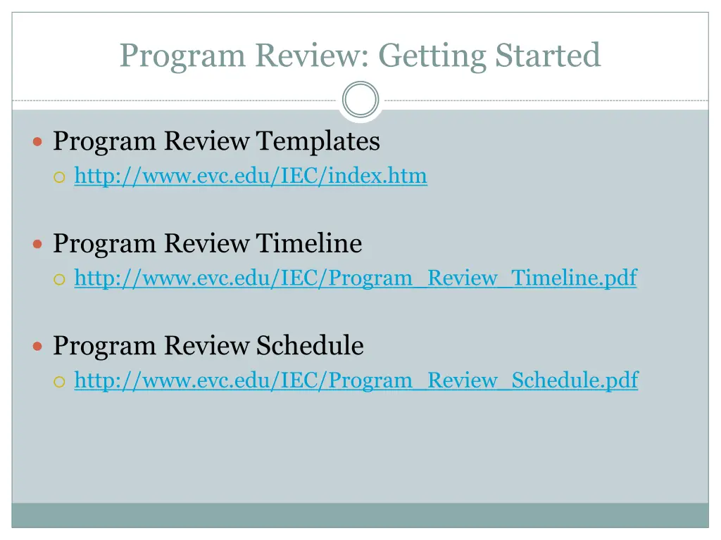 program review getting started