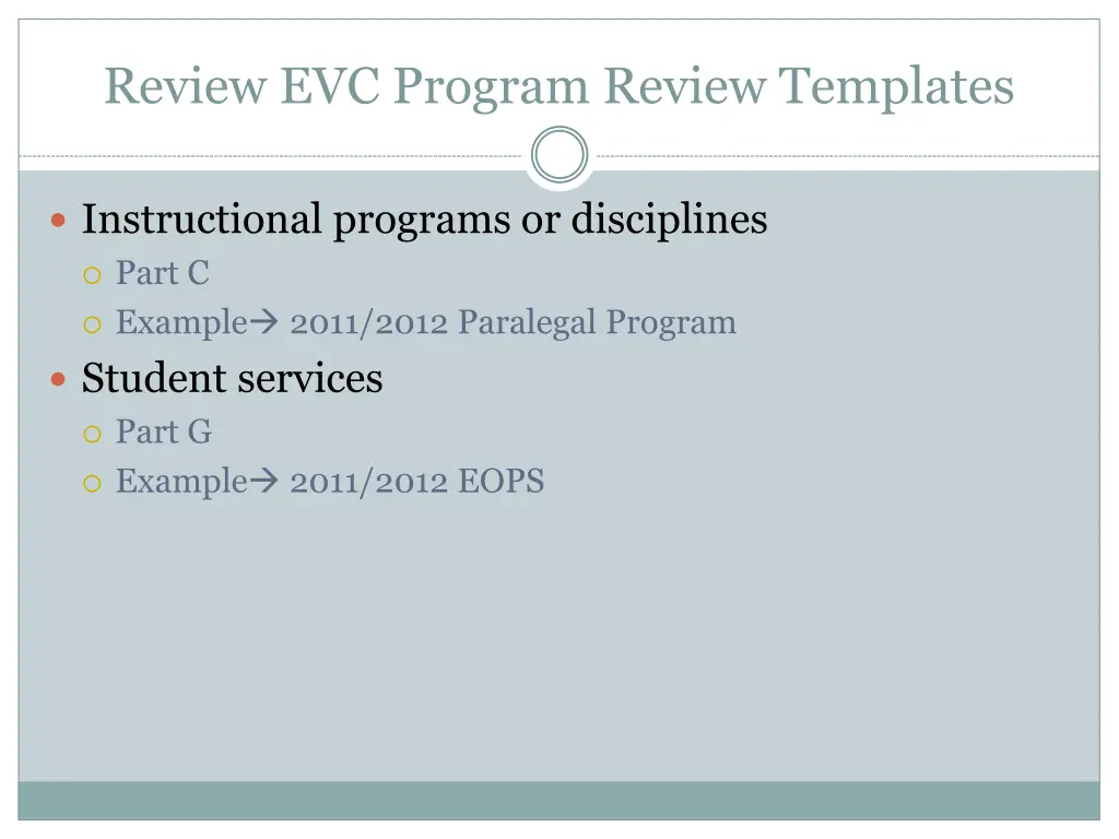 review evc program review templates