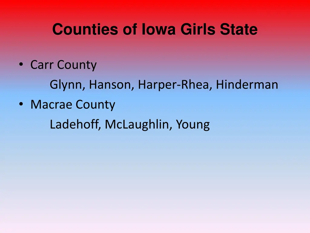 counties of iowa girls state