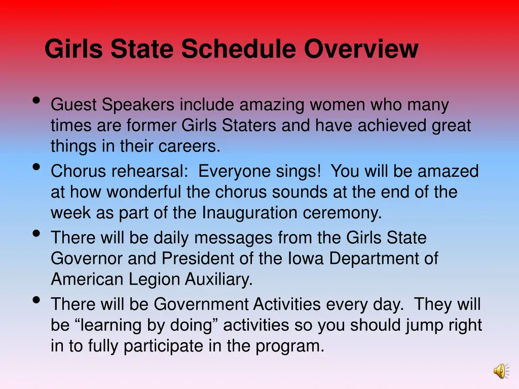 girls state schedule overview