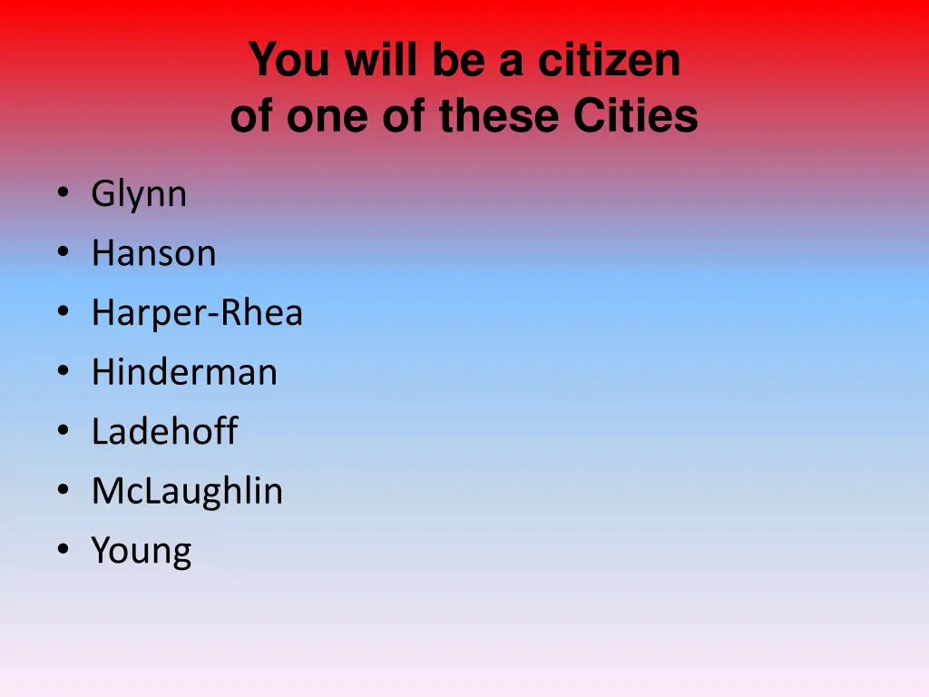 you will be a citizen of one of these cities