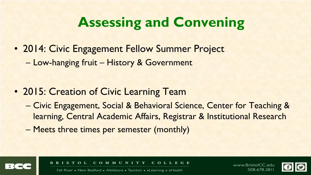 assessing and convening