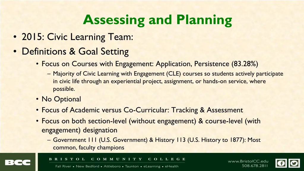 assessing and planning 2015 civic learning team