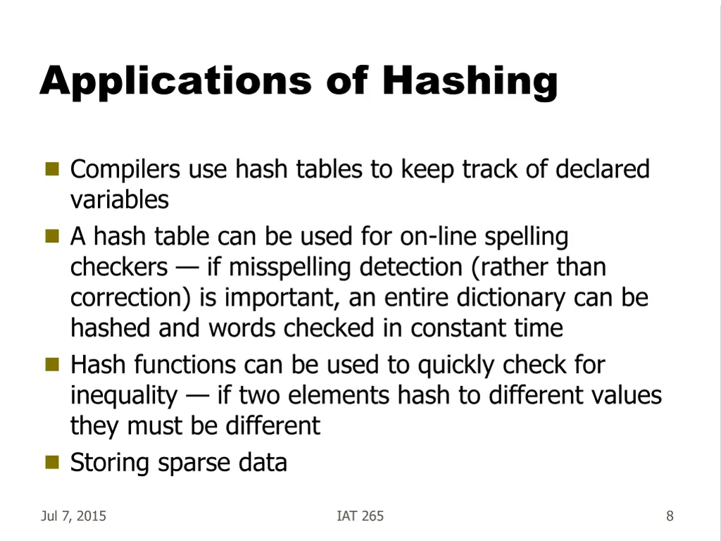 applications of hashing