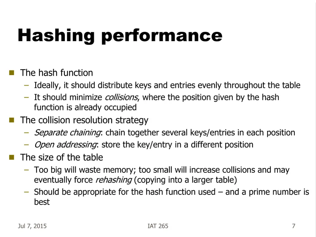 hashing performance