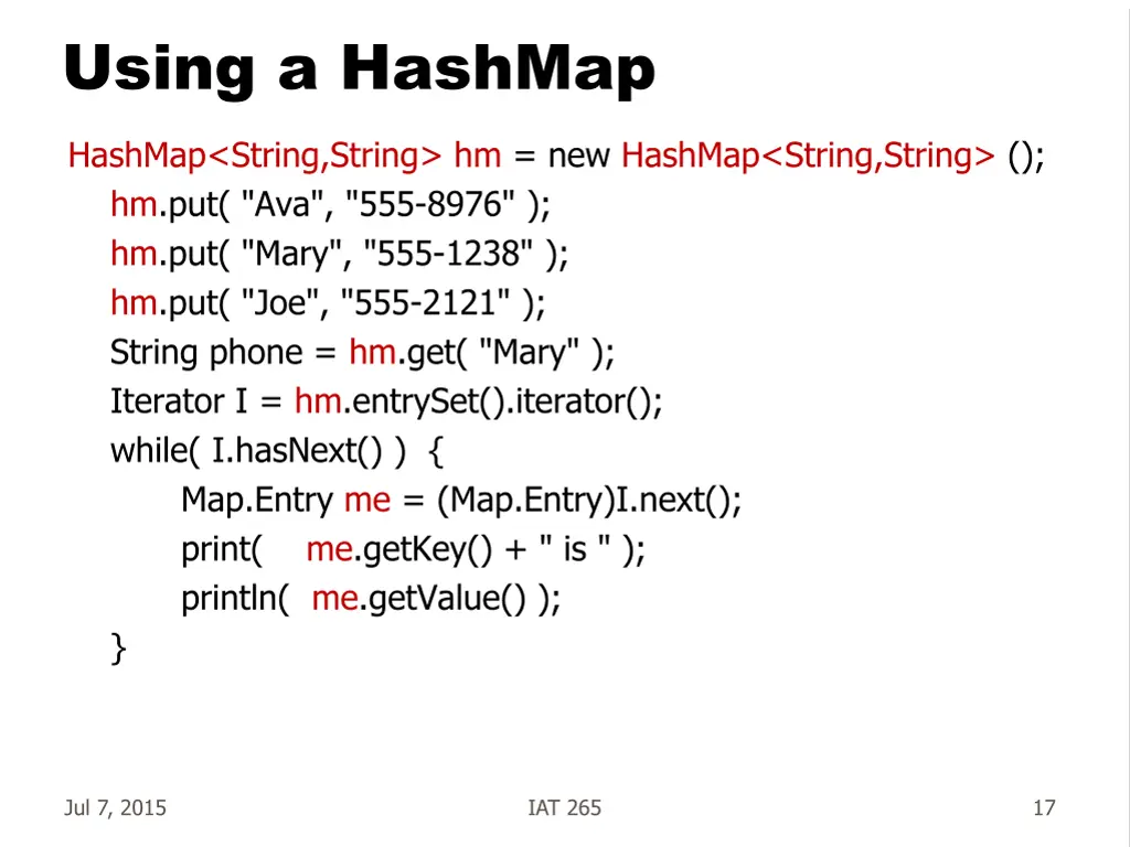 using a hashmap