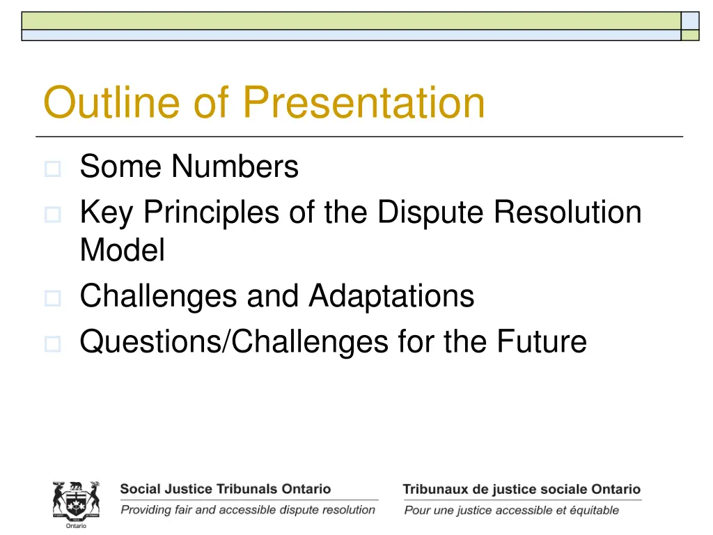 outline of presentation