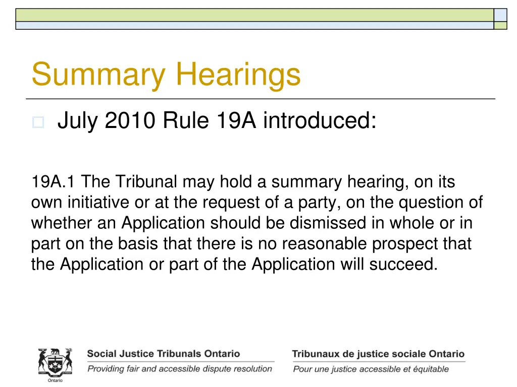 summary hearings 1