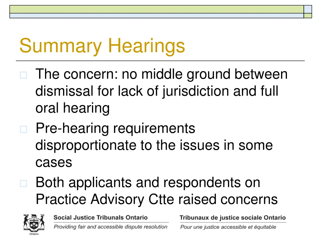 summary hearings