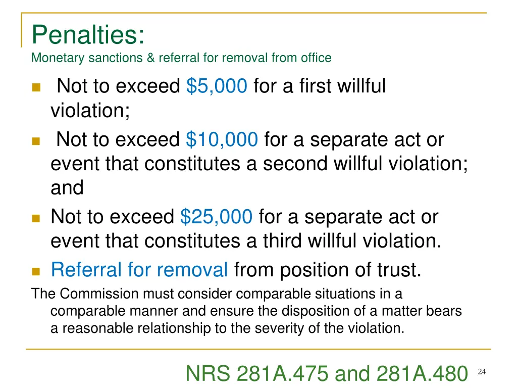 penalties monetary sanctions referral for removal