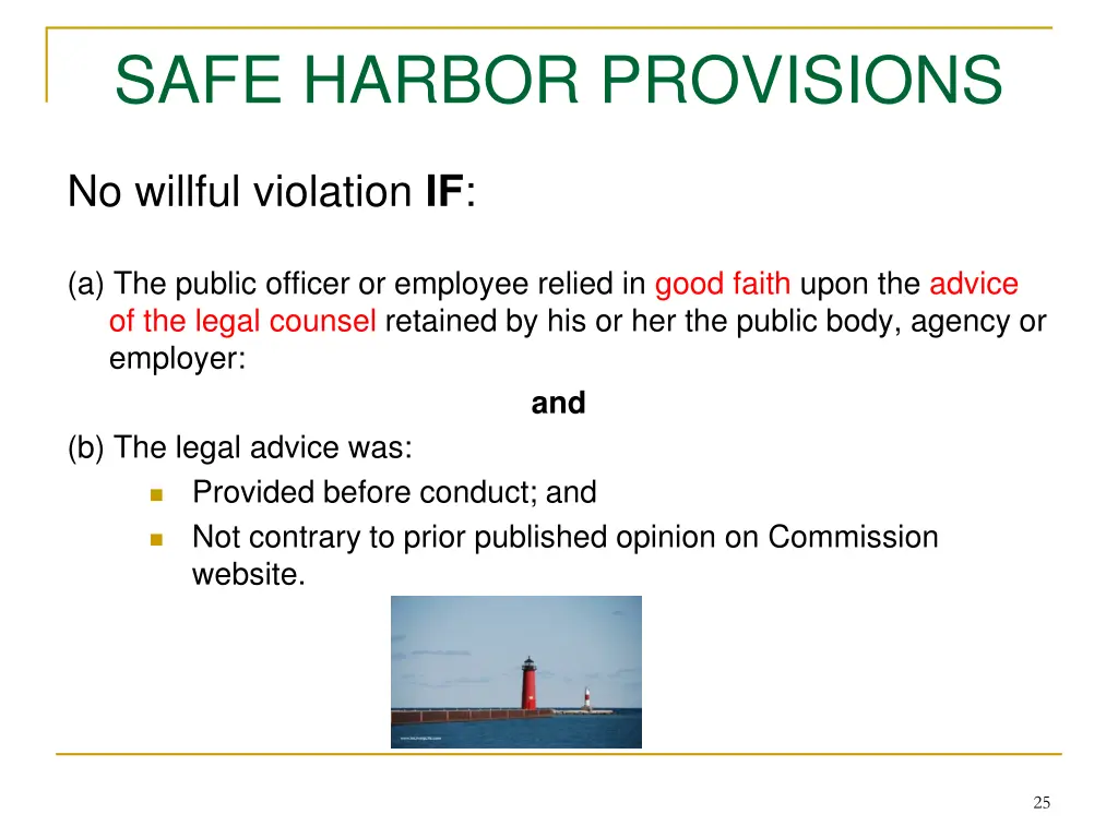 safe harbor provisions