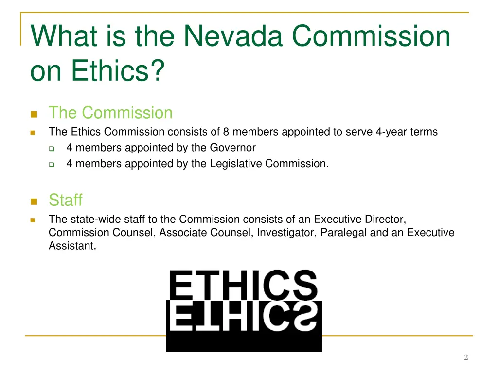 what is the nevada commission on ethics