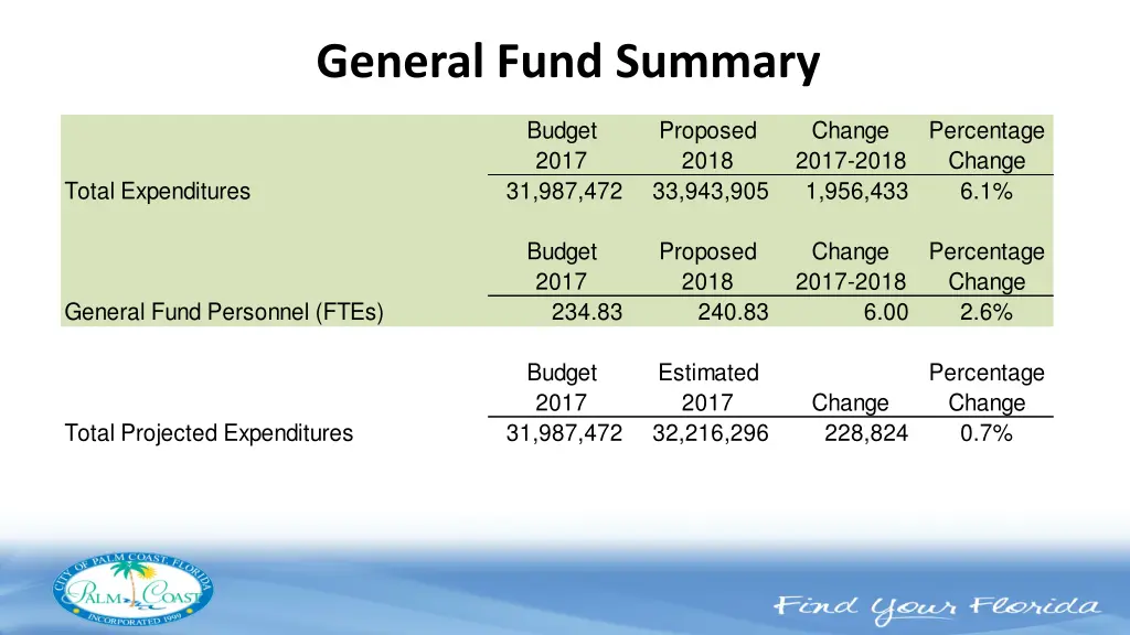 general fund summary