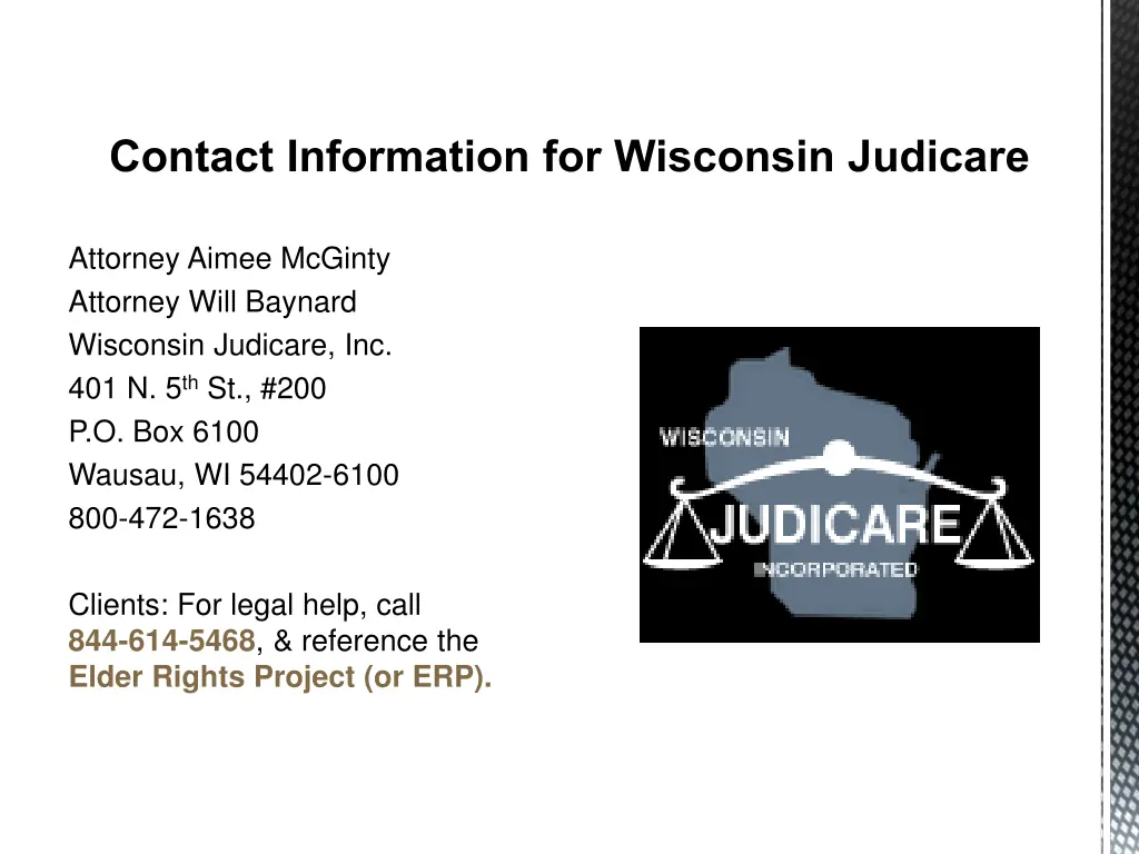 contact information for wisconsin judicare