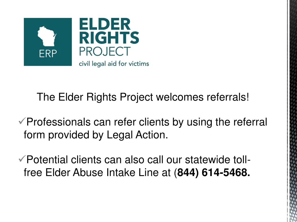 the elder rights project welcomes referrals