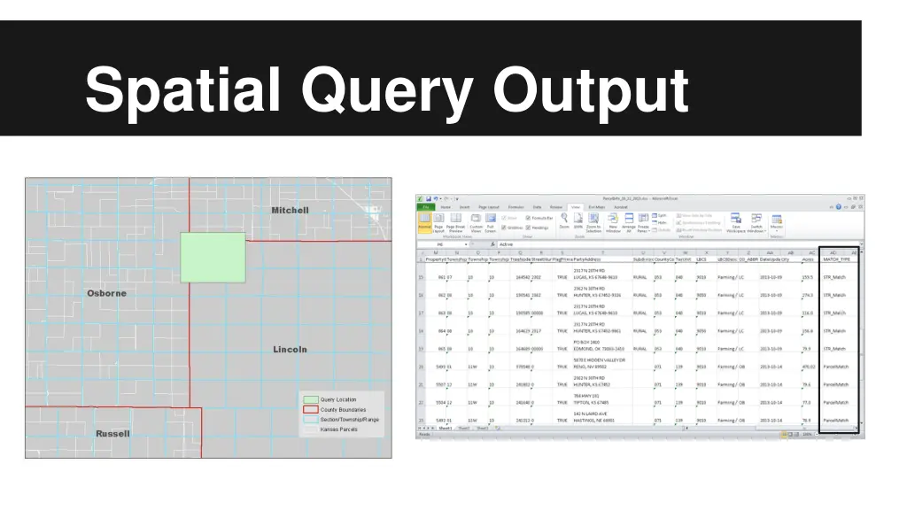 spatial query output