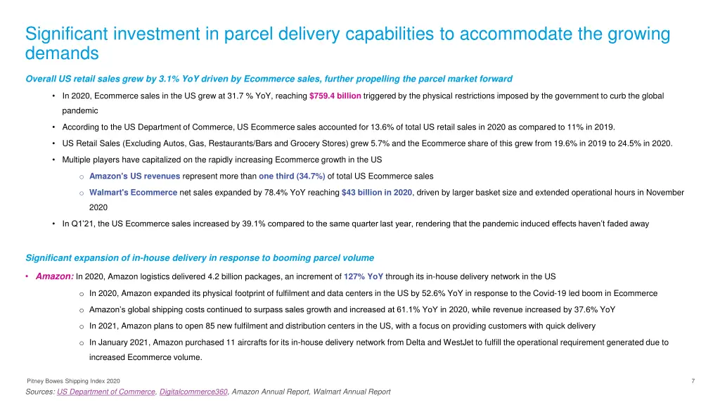 significant investment in parcel delivery