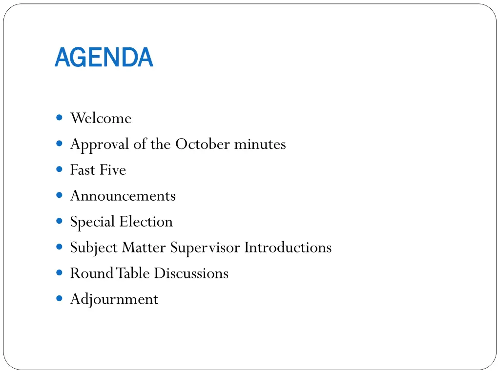 agenda agenda