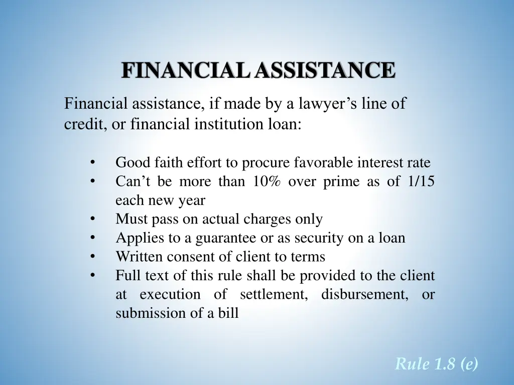 financial assistance