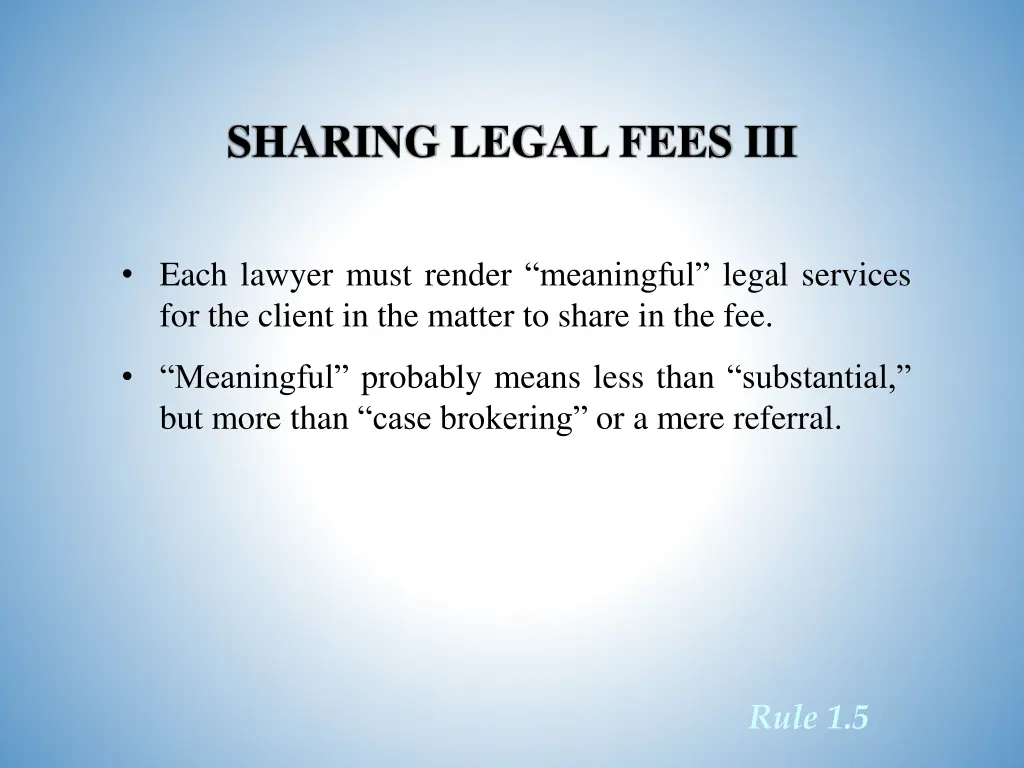 sharing legal fees iii