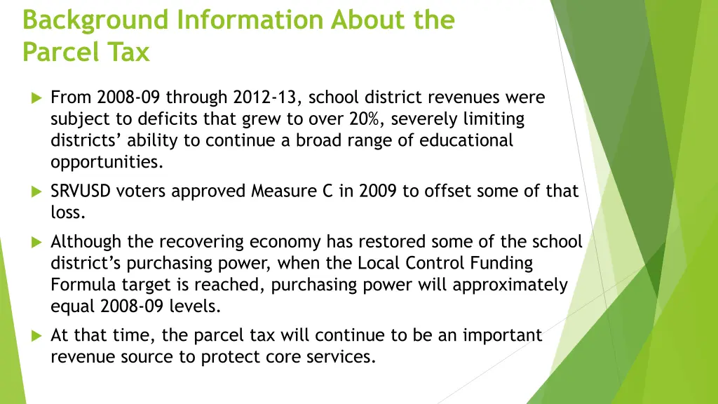 background information about the parcel tax