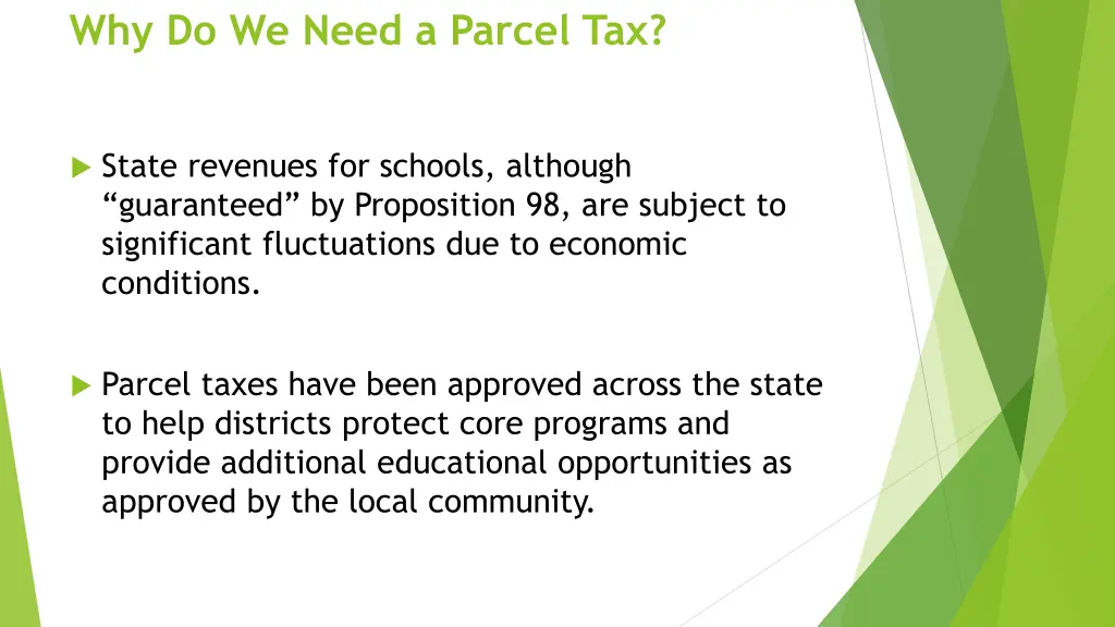 why do we need a parcel tax