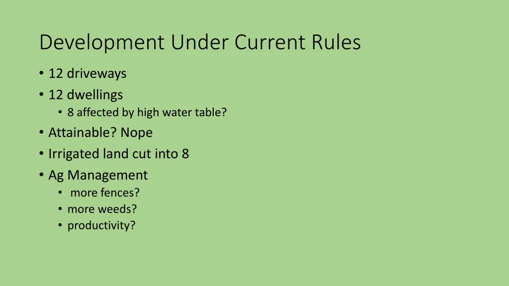 development under current rules